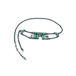 JEAN PAUL GAULTIER JEAN PAUL GAULTIER BAGUETTE CRYSTALS LOGO BELT GREEN