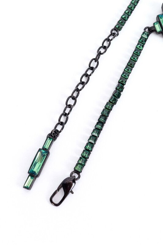JEAN PAUL GAULTIER JEAN PAUL GAULTIER BAGUETTE CRYSTALS LOGO BELT GREEN