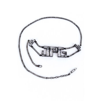 JEAN PAUL GAULTIER JEAN PAUL GAULTIER BAGUETTE CRYSTALS LOGO BELT GUNMETAL