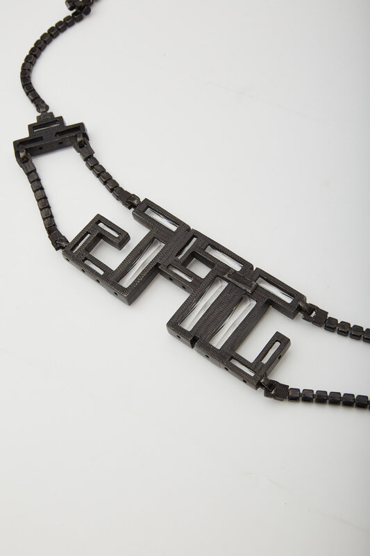 JEAN PAUL GAULTIER JEAN PAUL GAULTIER BAGUETTE CRYSTALS LOGO BELT GUNMETAL