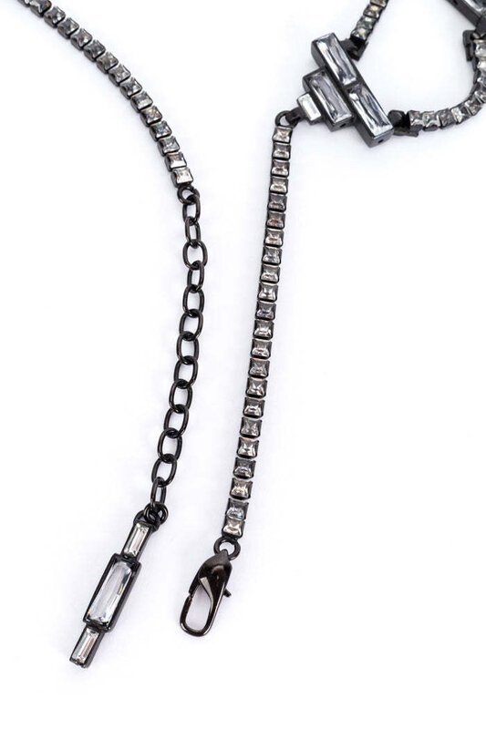 JEAN PAUL GAULTIER JEAN PAUL GAULTIER BAGUETTE CRYSTALS LOGO BELT GUNMETAL