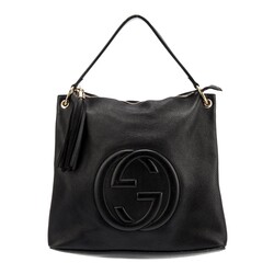GUCCI GUCCI BLACK TEXTURED LEATHER SOHO HOBO BAG
