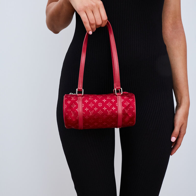 LOUIS VUITTON LOUIS VUITTON RED SATIN MINI PAPILLON BAG