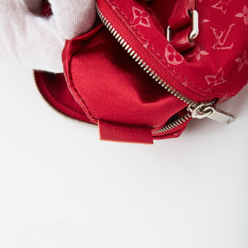 LOUIS VUITTON LOUIS VUITTON RED SATIN MINI PAPILLON BAG