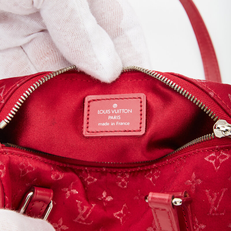 LOUIS VUITTON LOUIS VUITTON RED SATIN MINI PAPILLON BAG