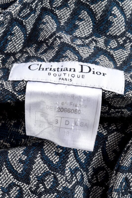CHRISTIAN DIOR CHRISTIAN DIOR NAVY OBLIQUE DENIM MONOGRAM HALTER DRESS (US4)