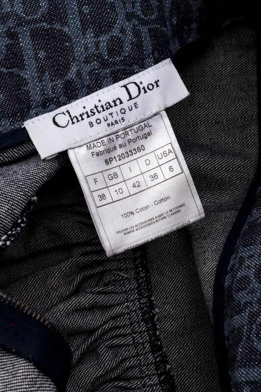 CHRISTIAN DIOR CHRISTIAN DIOR LOGO DENIM FLIGHT TROTTER TIERED SKATER SKIRT (S/M)