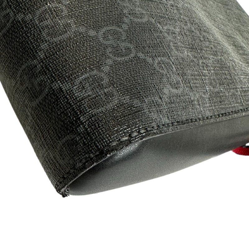 GUCCI GUCCI GG SUPREME BLACK MONOGRAM WEB FLAT MESSENGER BAG