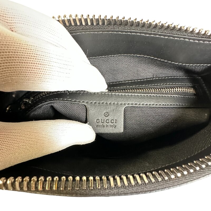 GUCCI GUCCI GG SUPREME BLACK MONOGRAM WEB FLAT MESSENGER BAG