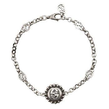 GUCCI GUCCI STERLING SILVER INTERLOCKER G PENDANT BRACELET