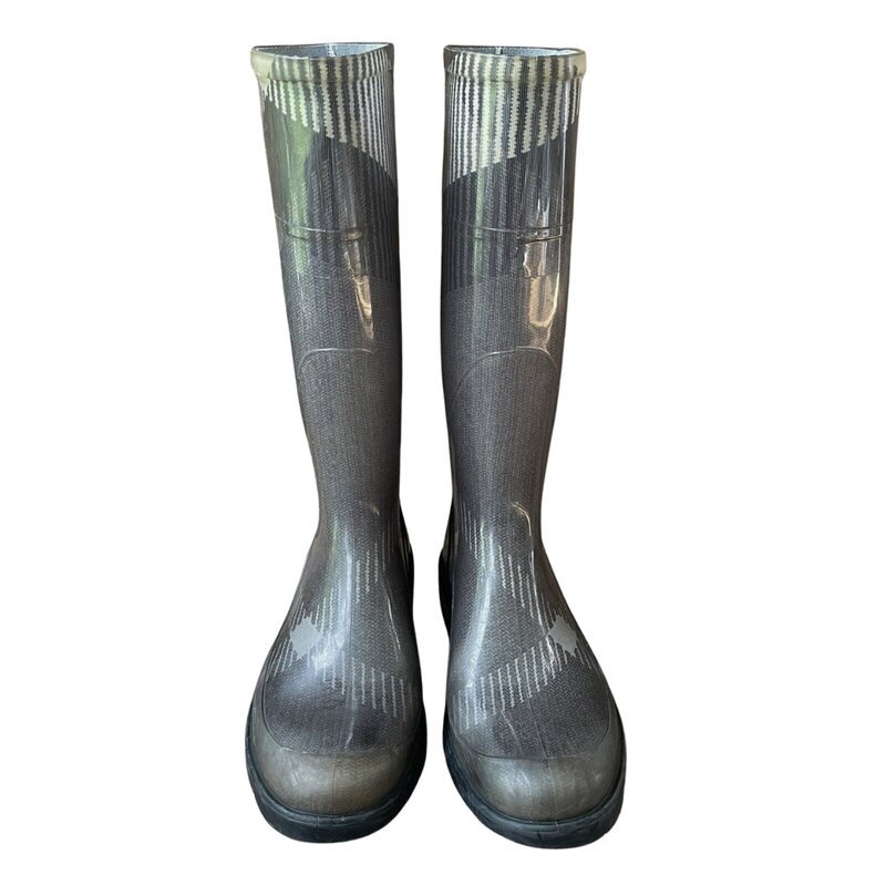BURBERRY WELLINGTON LARGE CHECK RUBBER RAIN BOOTS (EU 38) GREY
