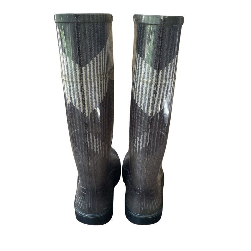 BURBERRY WELLINGTON LARGE CHECK RUBBER RAIN BOOTS (EU 38) GREY