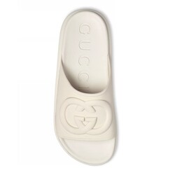GUCCI GUCCI BLONDIE OFF WHITE SOFT RUBBER CHUNKY SLIDES (US 11)