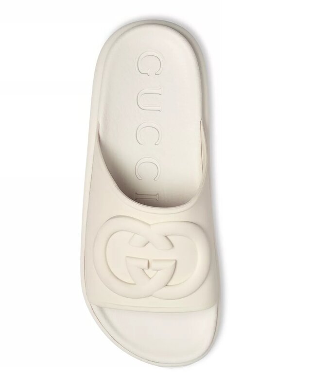 GUCCI GUCCI BLONDIE OFF WHITE SOFT RUBBER CHUNKY SLIDES (US 11)