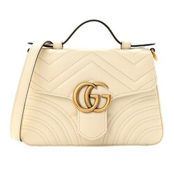 GUCCI GUCCI GG MARMONT CALFSKIN MATELASSE SHOULDER BAG WHITE MINI