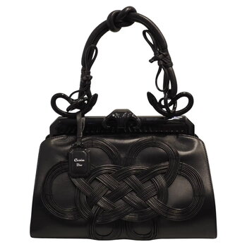 CHRISTIAN DIOR CHRISTIAN DIOR JAPANESE BLACK LEATHER SAMOURAI 1947 KNOT BAG