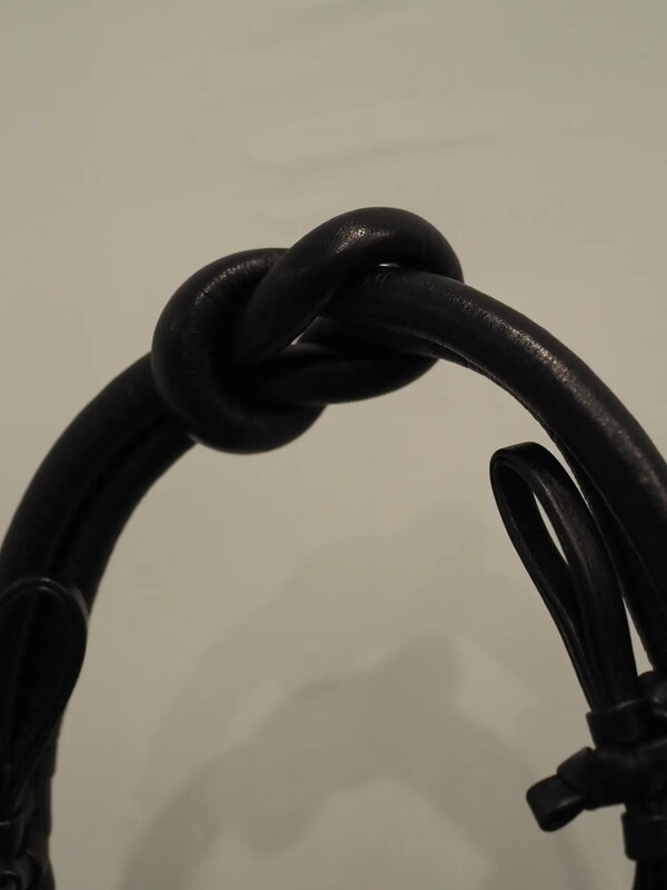 CHRISTIAN DIOR CHRISTIAN DIOR JAPANESE BLACK LEATHER SAMOURAI 1947 KNOT BAG