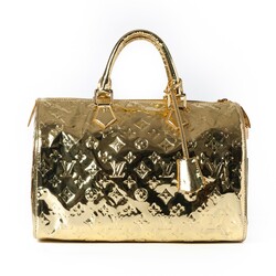 LOUIS VUITTON LOUIS VUITTON GOLD MONOGRAM EMBOSSED MIROIR SPEEDY 35 BAG