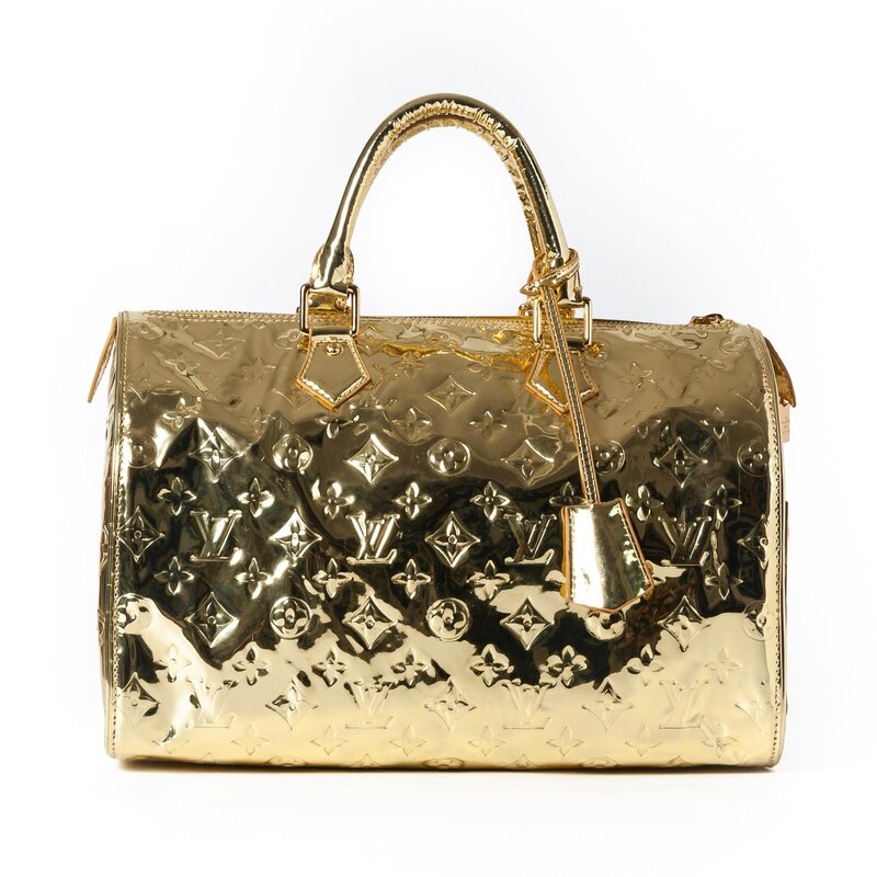 LOUIS VUITTON LOUIS VUITTON GOLD MONOGRAM EMBOSSED MIROIR SPEEDY 35 BAG