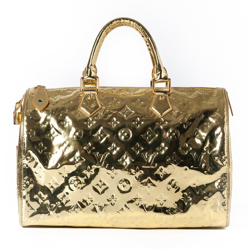 LOUIS VUITTON LOUIS VUITTON GOLD MONOGRAM EMBOSSED MIROIR SPEEDY 35 BAG