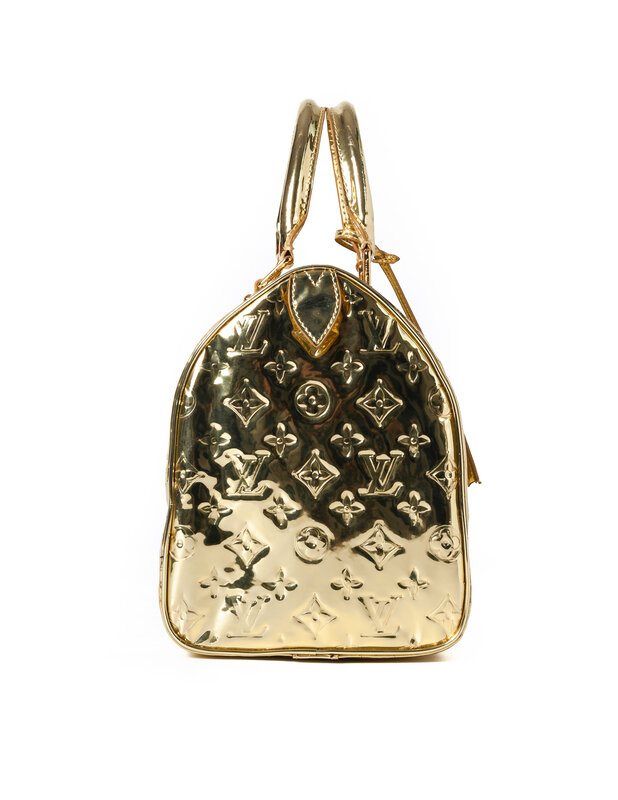 LOUIS VUITTON LOUIS VUITTON GOLD MONOGRAM EMBOSSED MIROIR SPEEDY 35 BAG
