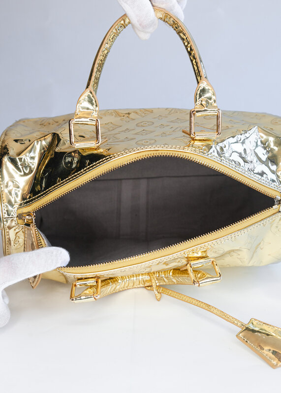 LOUIS VUITTON LOUIS VUITTON GOLD MONOGRAM EMBOSSED MIROIR SPEEDY 35 BAG