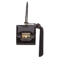SAINT LAURENT SAINT LAURENT BLACK PATENT CUBE BAG WRISTLET