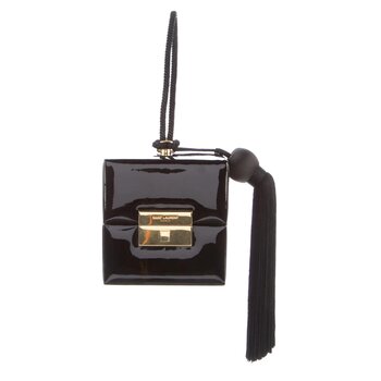 SAINT LAURENT SAINT LAURENT BLACK PATENT CUBE BAG WRISTLET