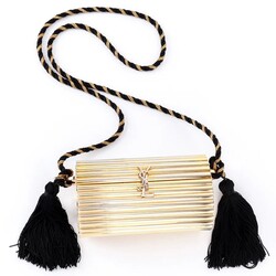 YVES SAINT LAURENT YVES SAINT LAURENT VINTAGE MINAUDIÈRE OPIUM BOX BAG GOLD METAL 1980s