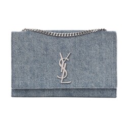 SAINT LAURENT SAINT LAURENT BLUE DENIM MONOGRAM KATE WOC BAG
