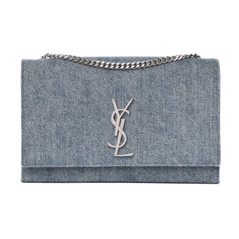 SAINT LAURENT SAINT LAURENT BLUE DENIM MONOGRAM KATE WOC BAG