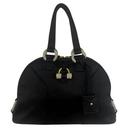 YVES SAINT LAURENT YVES SAINT LAURENT BLACK SILK SATIN CRYSTAL MUSE EVENING BAG MINI