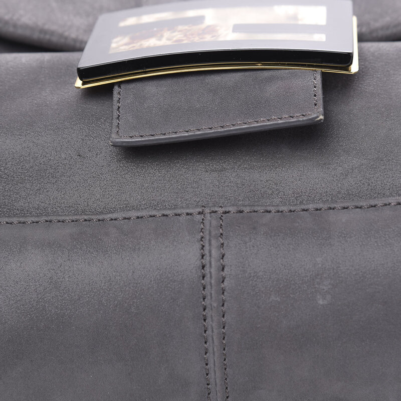 FENDI FENDI CALFSKIN GREY TEXTURED LEATHER BIG FOREVER MAMA BAGUETTE