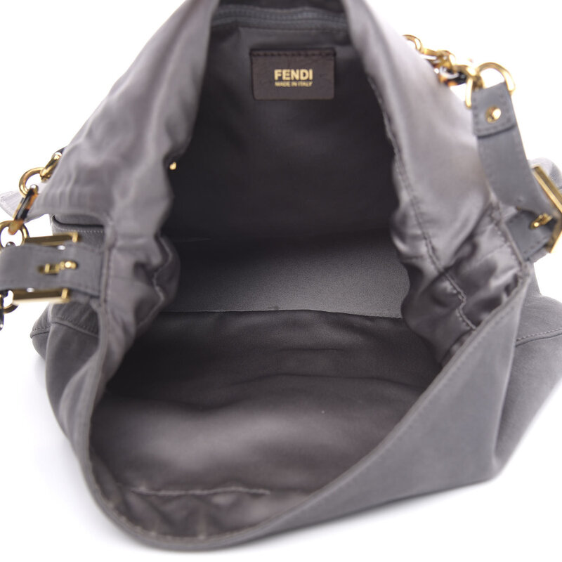 FENDI FENDI CALFSKIN GREY TEXTURED LEATHER BIG FOREVER MAMA BAGUETTE