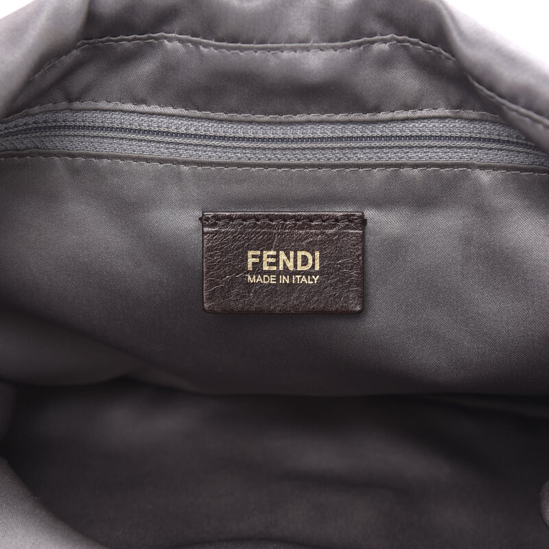 FENDI FENDI CALFSKIN GREY TEXTURED LEATHER BIG FOREVER MAMA BAGUETTE