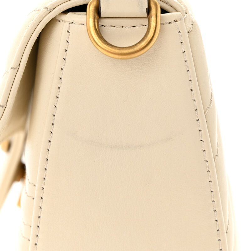 GUCCI GUCCI GG MARMONT CALFSKIN MATELASSE SHOULDER BAG WHITE MINI