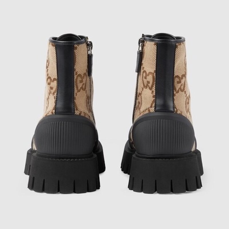 GUCCI GUCCI MONOGRAM MAXI GG CAMEL LACE UP BOOT (US 11)