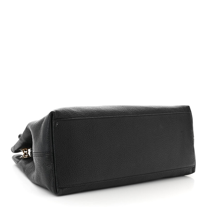 GUCCI GUCCI PEBBLED CALFSKIN BLACK SOHO CHAIN SHOULDER BAG MEDIUM