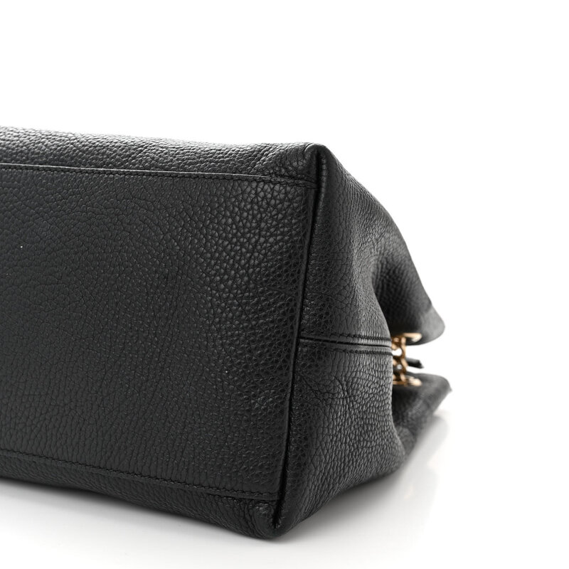 GUCCI GUCCI PEBBLED CALFSKIN BLACK SOHO CHAIN SHOULDER BAG MEDIUM