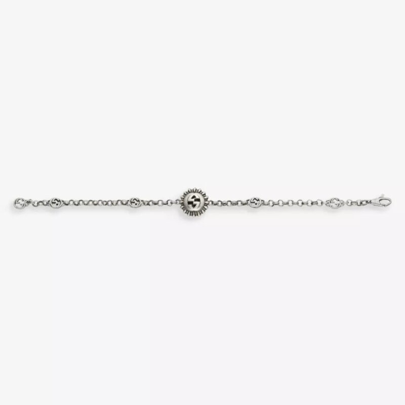 GUCCI GUCCI STERLING SILVER INTERLOCKER G PENDANT BRACELET