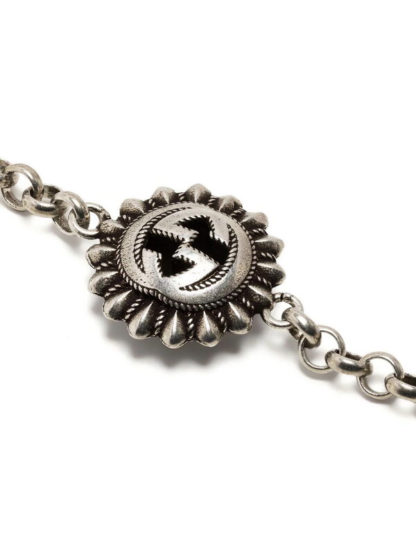 GUCCI GUCCI STERLING SILVER INTERLOCKER G PENDANT BRACELET