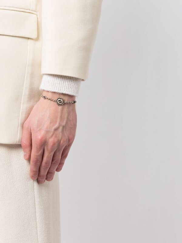GUCCI GUCCI STERLING SILVER INTERLOCKER G PENDANT BRACELET