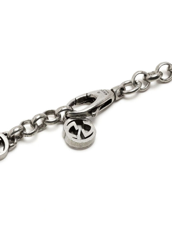 GUCCI GUCCI STERLING SILVER INTERLOCKER G PENDANT BRACELET