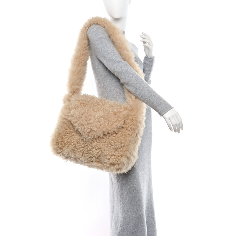 SAINT LAURENT SAINT LAURENT NATURAL SHEARLING ENVELOPE SHOULDER BAG