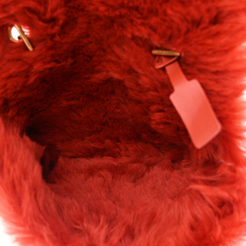 SAINT LAURENT SAINT LAURENT SUEDE FUR ROUGE REVERSIBLE MONOGRAM KATE BAG SMALL