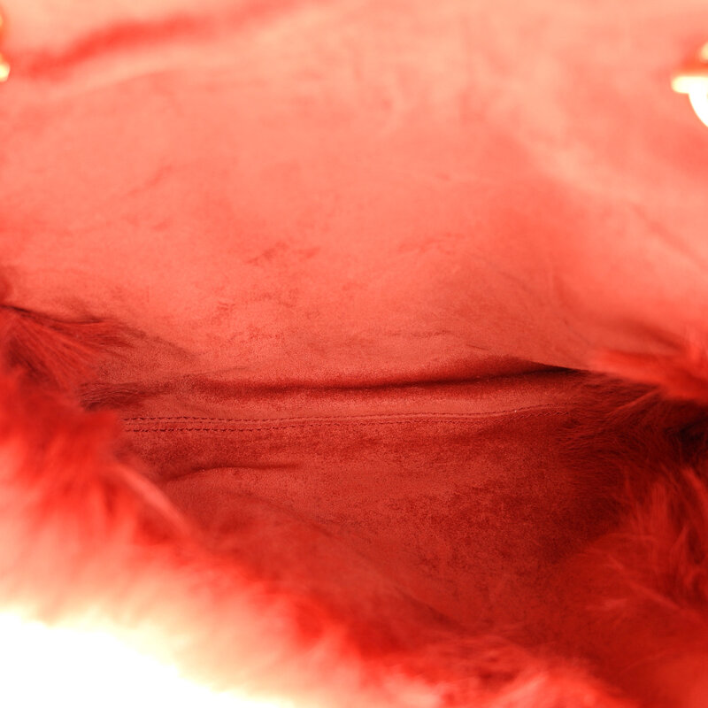 SAINT LAURENT SAINT LAURENT SUEDE FUR ROUGE REVERSIBLE MONOGRAM KATE BAG SMALL