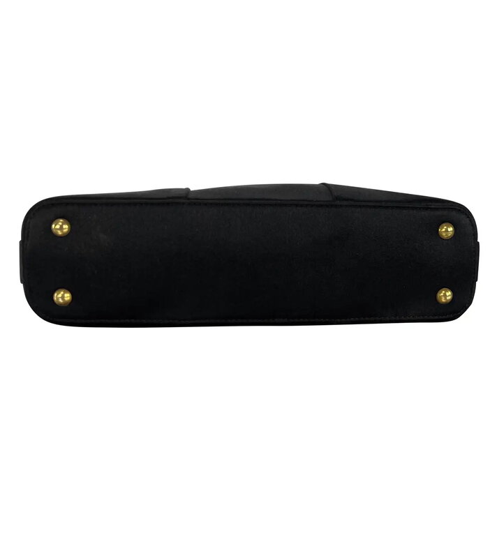 YVES SAINT LAURENT YVES SAINT LAURENT BLACK SILK SATIN CRYSTAL MUSE EVENING BAG MINI