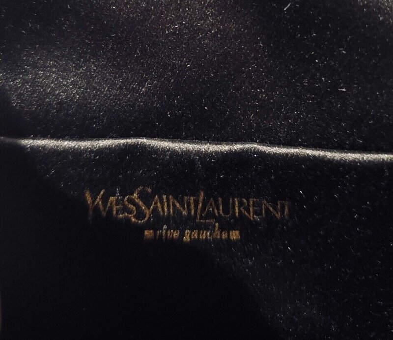 YVES SAINT LAURENT YVES SAINT LAURENT BLACK SILK SATIN CRYSTAL MUSE EVENING BAG MINI