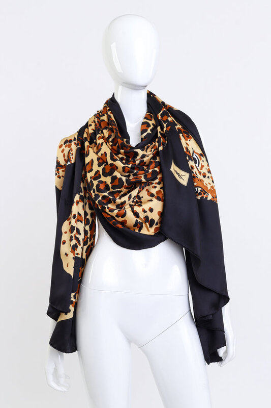 YVES SAINT LAURENT YVES SAINT LAURENT OVERSIZED PROWL OF LEOPARDS SHAWL
