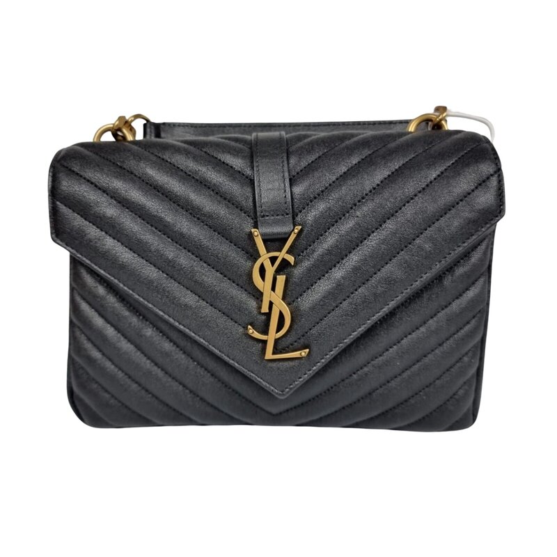 SAINT LAURENT SAINT LAURENT BLACK COLLEGE QUILTED SATCHEL BAG SMALL